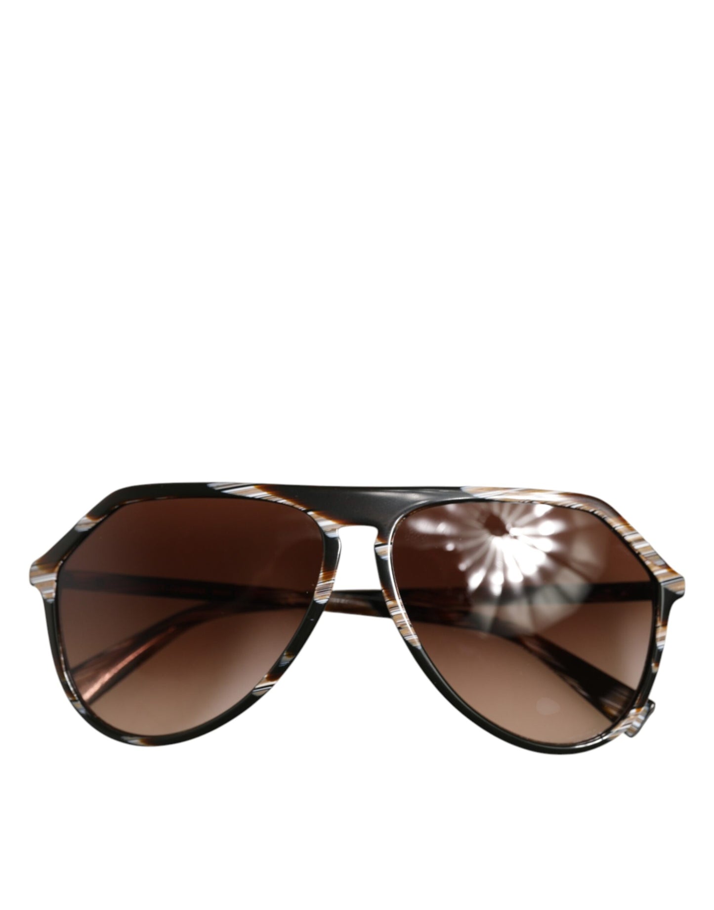 Modified Aviator Striped Brown Acetate Gradient Sunglasses
