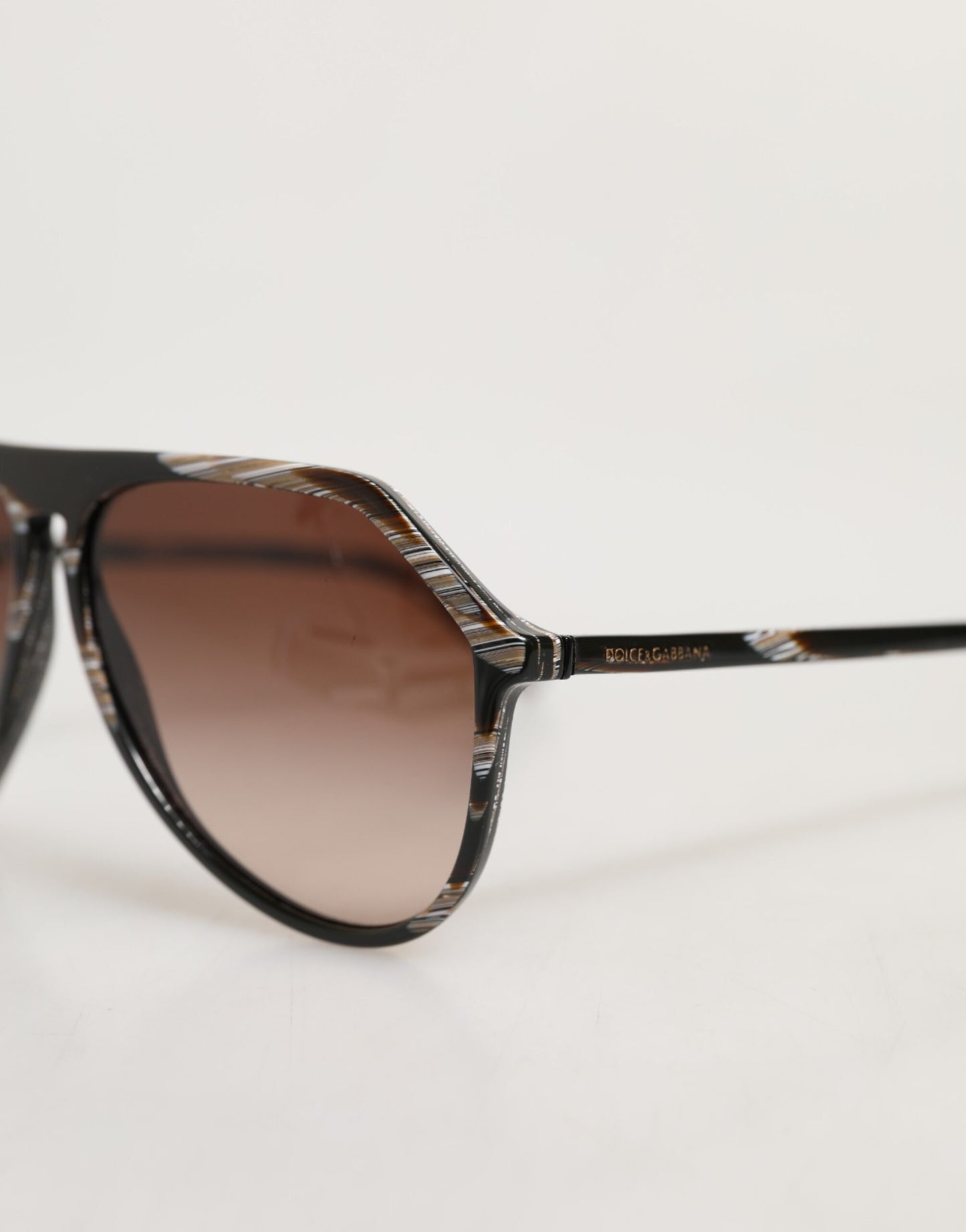 Modified Aviator Striped Brown Acetate Gradient Sunglasses